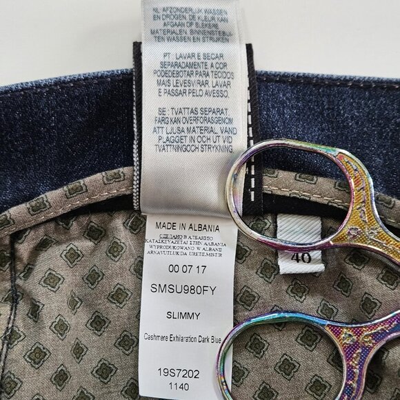 7 For All Mankind Jeans Mens 40x32 Dark Blue Slimmy SMSU980FY Denim Western Boho - Picture 15 of 16